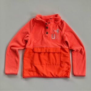 Under Armour ColdGear GirlsBoys Sweatshirt Orange Snap Loose Fit MockNeck Pocket